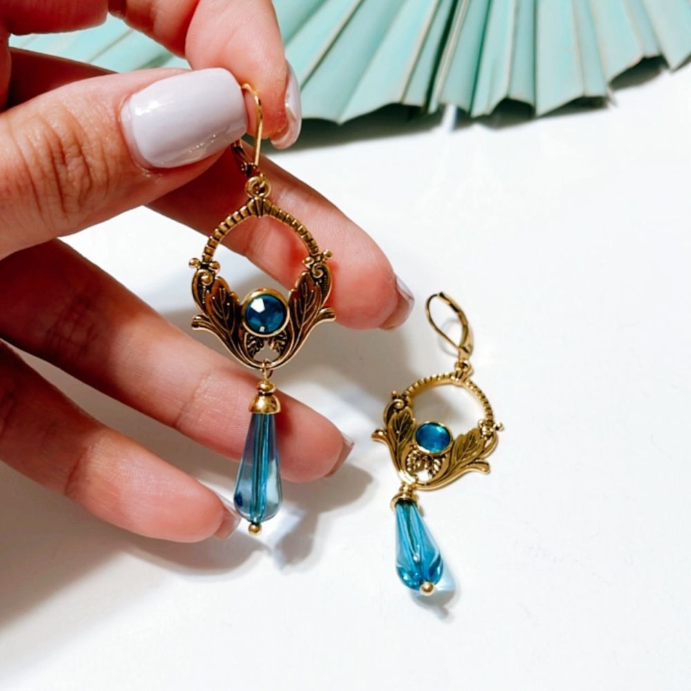 Boho dangle earrings in gold S68 - Picture 1 of 2
